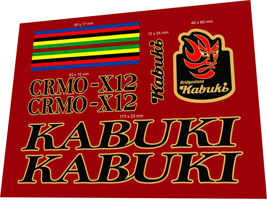 BRIDGESTONE Kabuki (1970s) CRMO-X12 Frame Decal Set - Bike Decal Replace