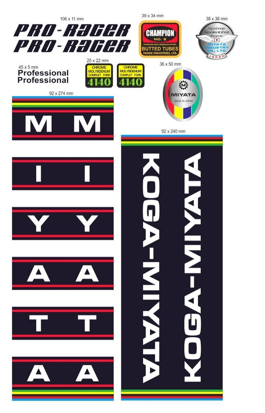 KOGA MIYATA Pro Racer (1977) Frame Decal Set - Bike Decal Replace