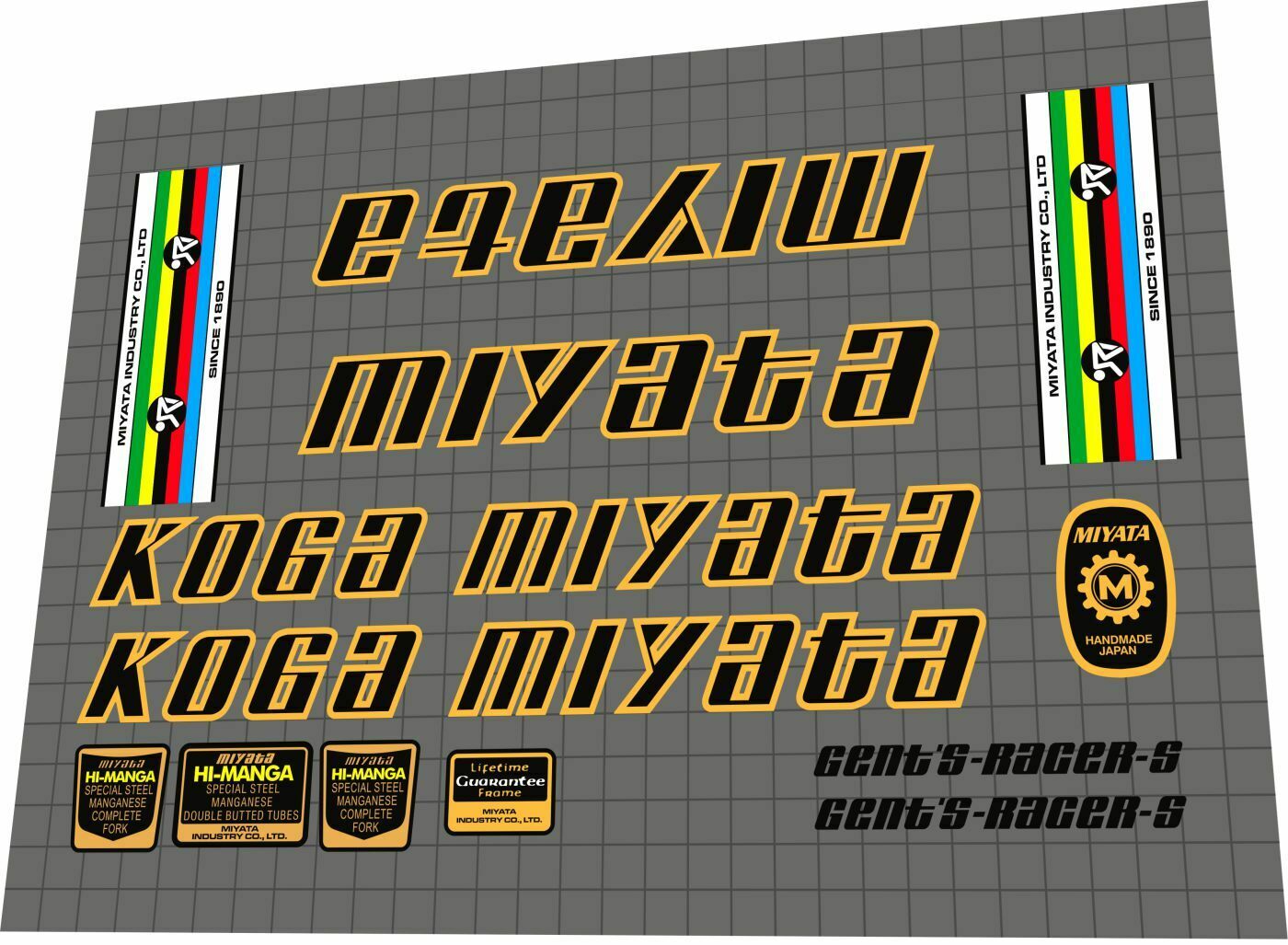 KOGA MIYATA Gents Racer (1979) S Frame Decal Set - Bike Decal Replace
