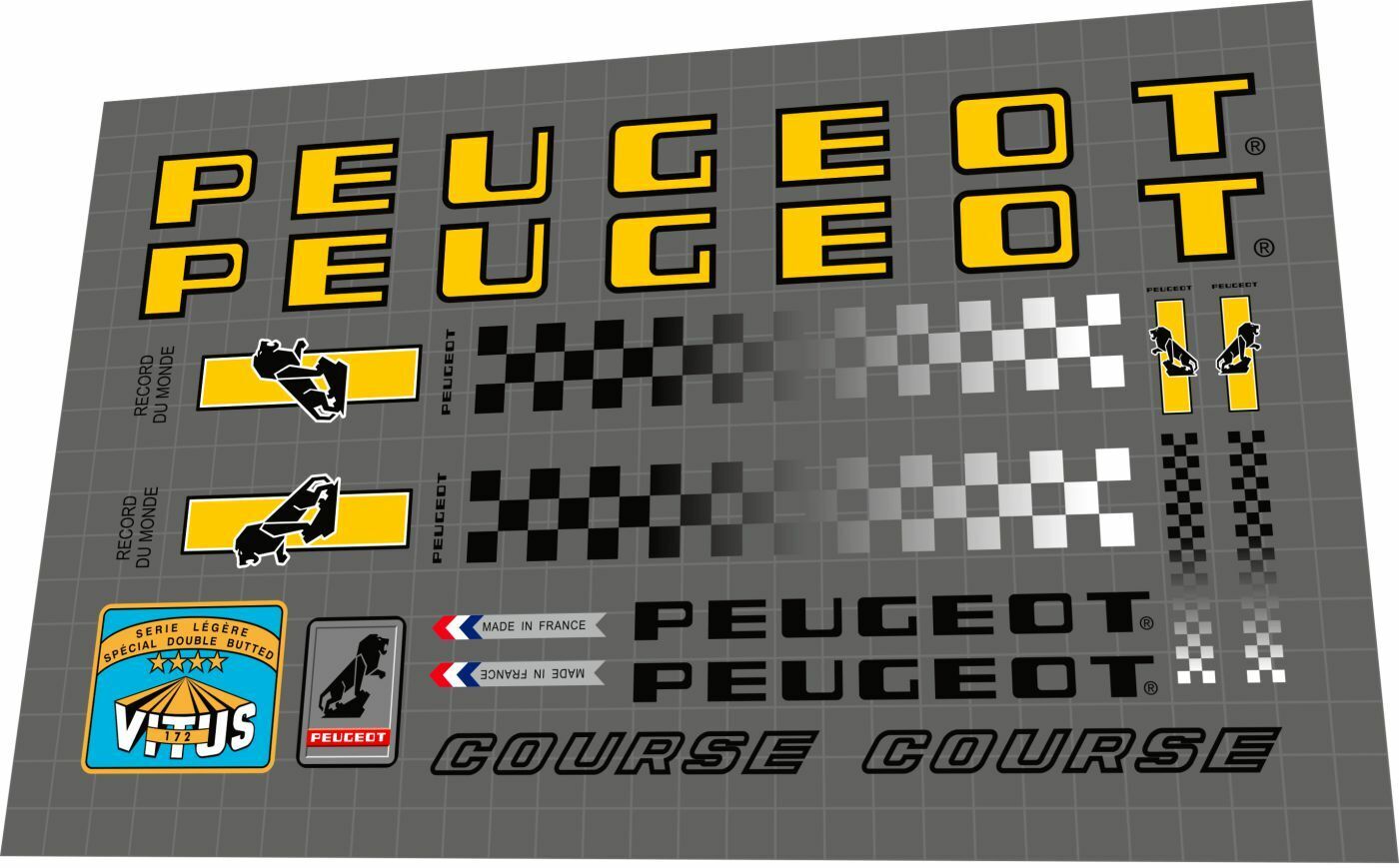 PEUGEOT Course (1980s) Frame Decal Set - Bike Decal Replace