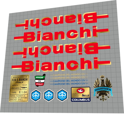 BIANCHI Campione Del Mondo 12V (1981) Frame Decal Set - Bike Decal Replace
