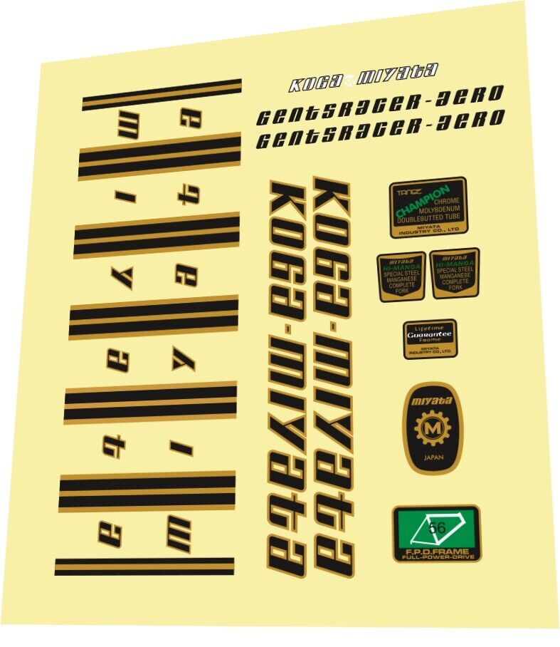 KOGA MIYATA Gents Racer Aero (1982) Frame Decal Set