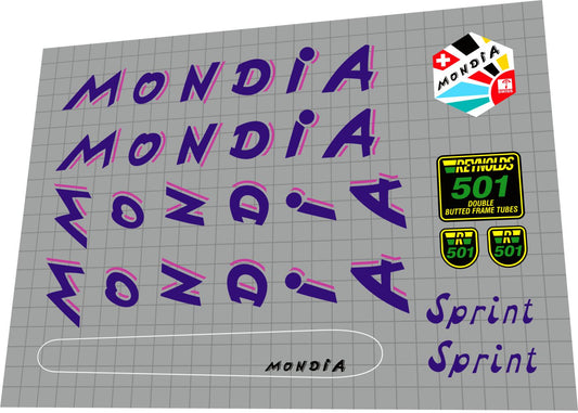 MONDIA Sprint (1986) Frame Decal Set