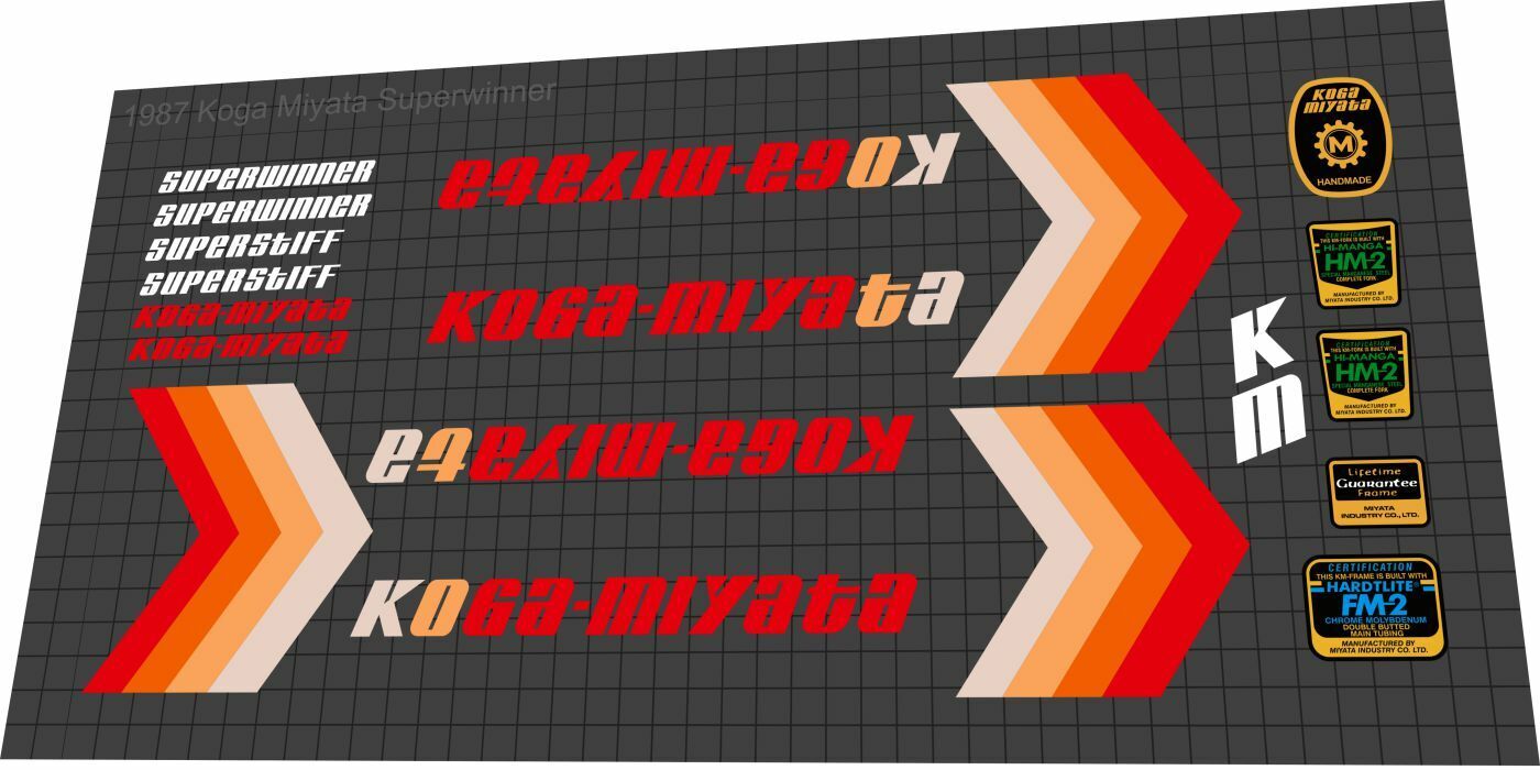 KOGA MIYATA Superwinner (1987) Frame Decal Set - Bike Decal Replace