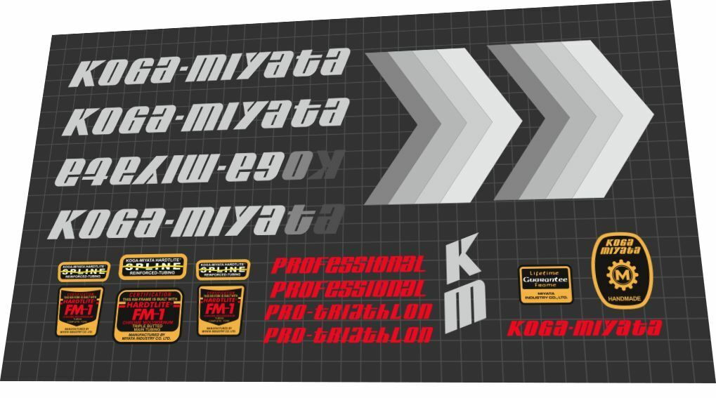 KOGA MIYATA Pro Triathlon (1987) Frame Decal Set - Bike Decal Replace