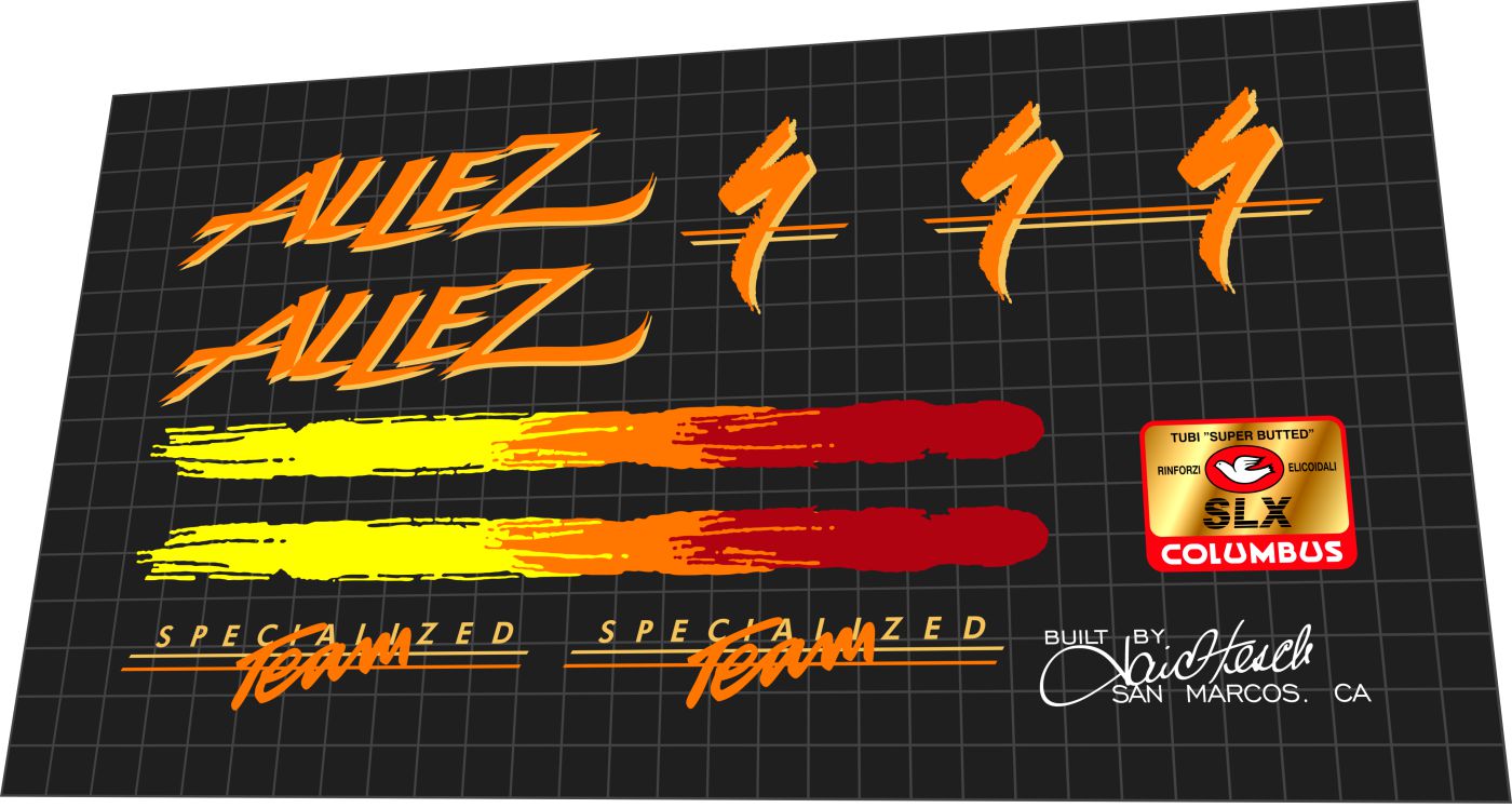 SPECIALIZED Allez Team (1987) Frame Decal Set