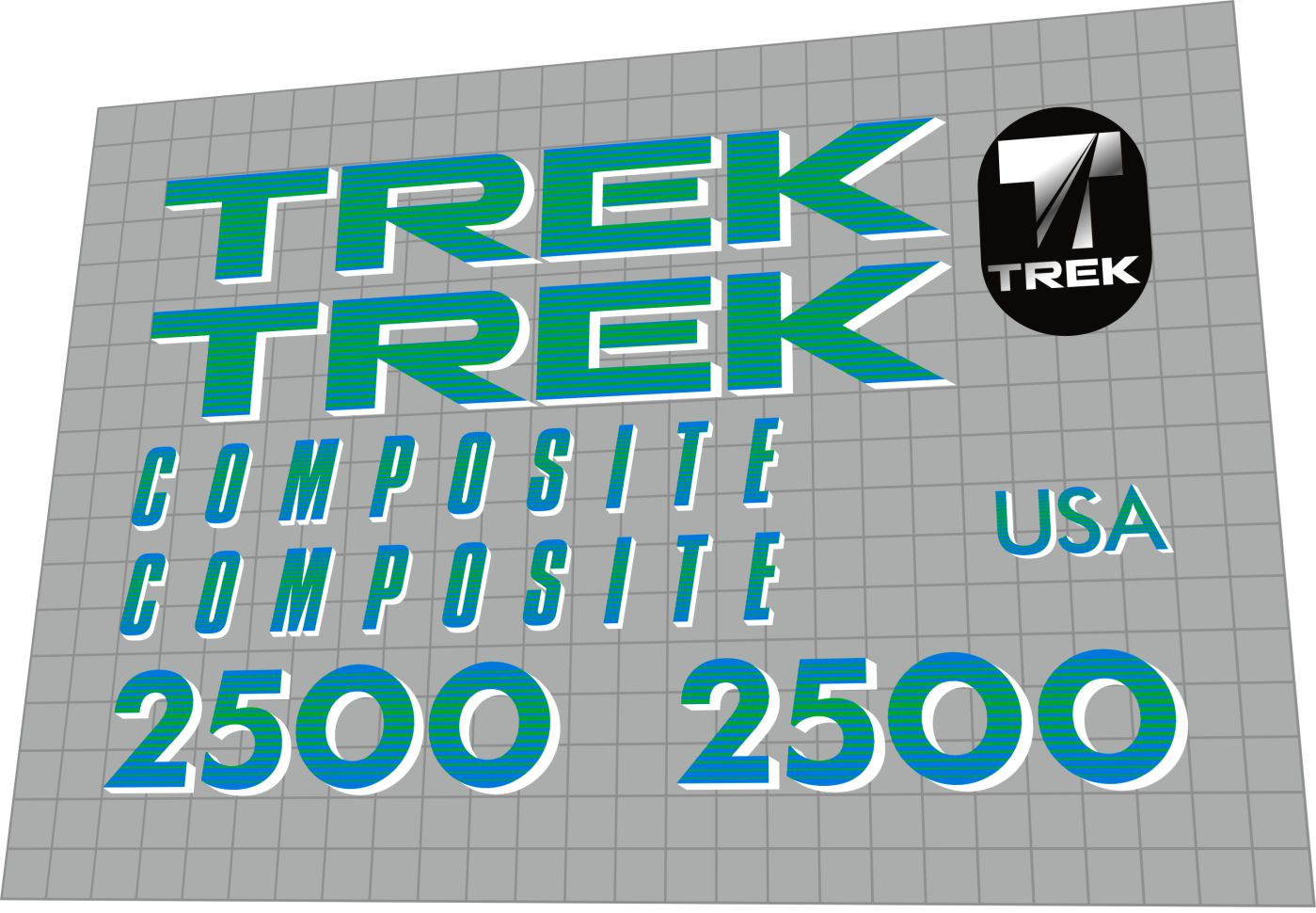 TREK 2500 (1988) Composite Frame Decal Set