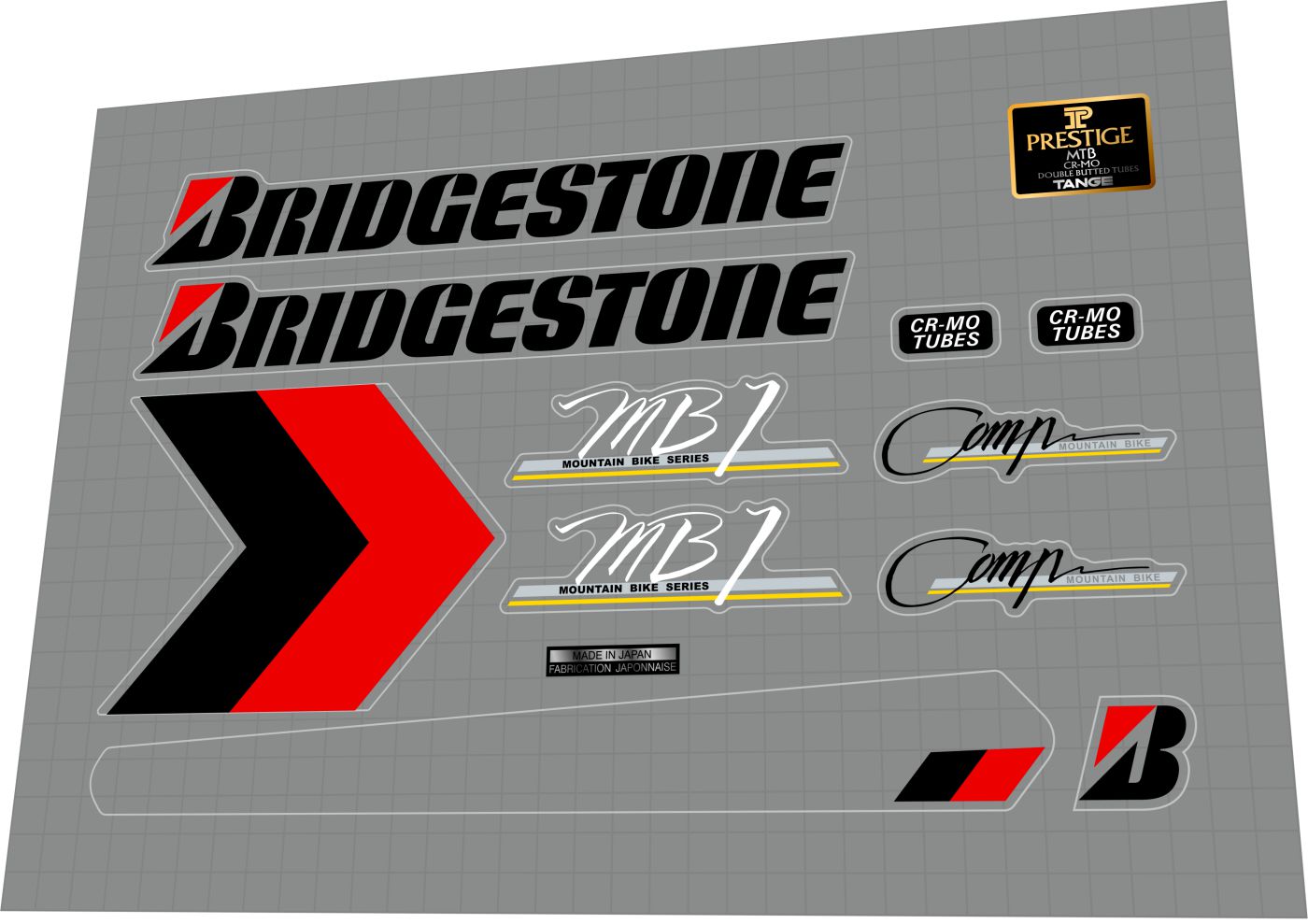 BRIDGESTONE MB-1 Comp (1989) Frame Decal Set