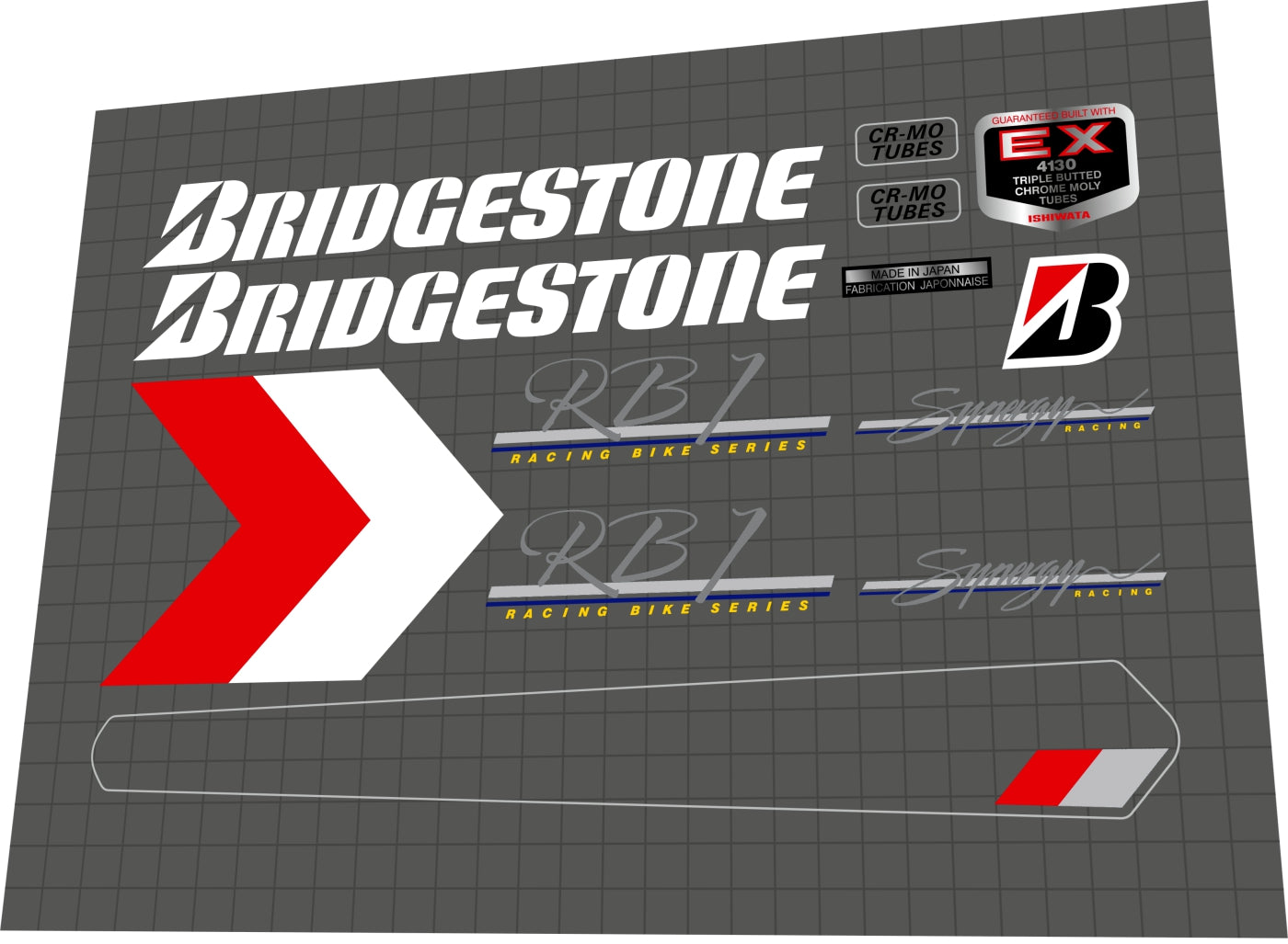 BRIDGESTONE RB-1 (1989) Synergy Frame Decal Set