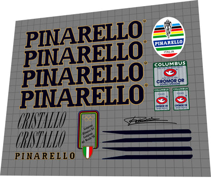 PINARELLO Cristallo (1990s) Columbus Cromor Frame Decal Set - Bike Decal Replace