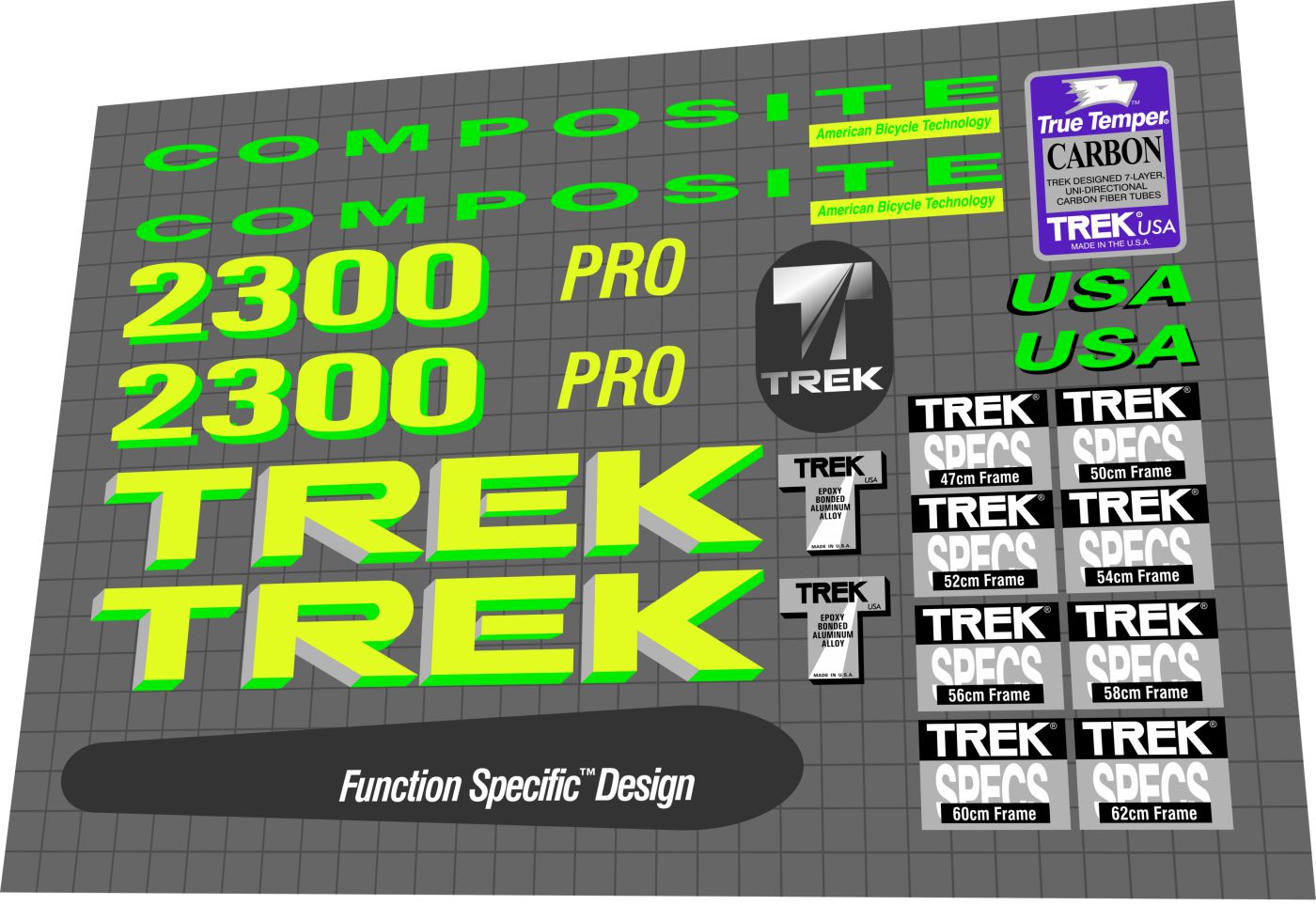 TREK 2300 (1990) Composite Pro Frame Decal Set