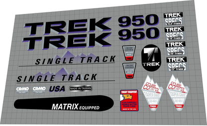 TREK 950 (1990) SingleTrack Frame Decal Set