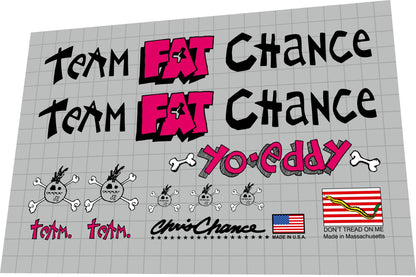 FAT CHANCE (1990) Yo Eddy Frame Decal Set - Bike Decal Replace