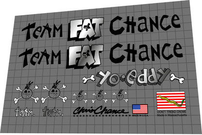 FAT CHANCE (1990) Yo Eddy Frame Decal Set - Bike Decal Replace