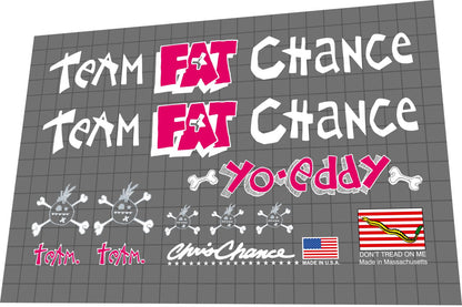 FAT CHANCE (1990) Yo Eddy Frame Decal Set - Bike Decal Replace