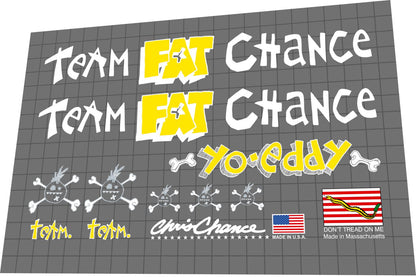 FAT CHANCE (1990) Yo Eddy Frame Decal Set - Bike Decal Replace