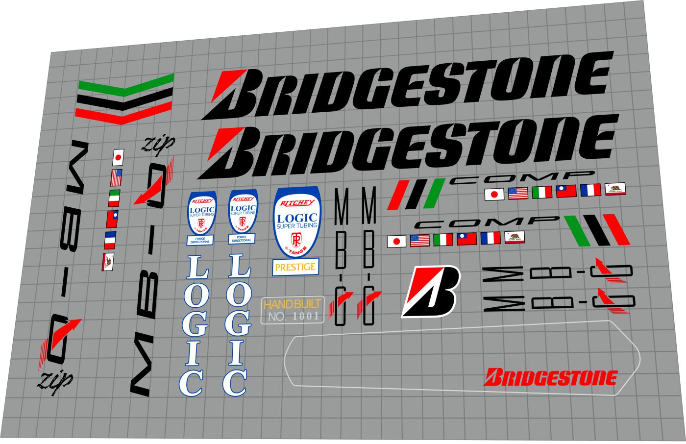 BRIDGESTONE MB-0 Zip (1991) Frame Decal Set