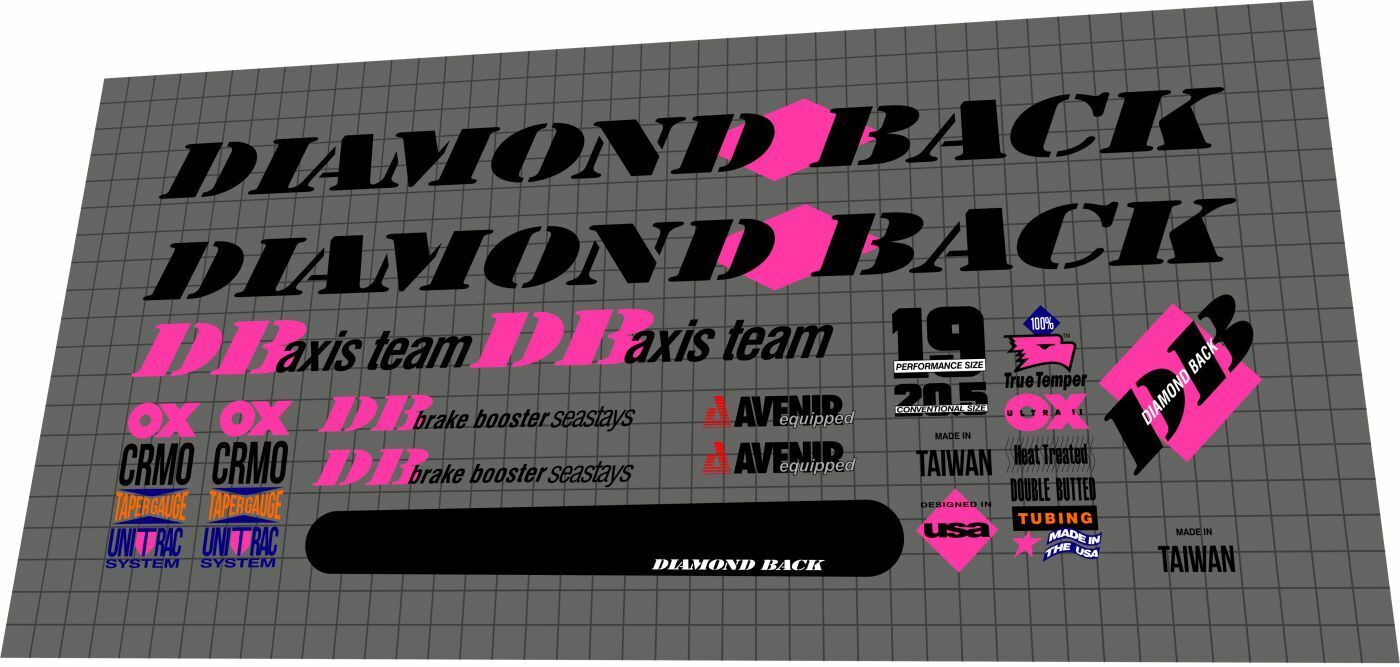 DIAMONDBACK Axis (1991) Team Frame Decal Set - Bike Decal Replace