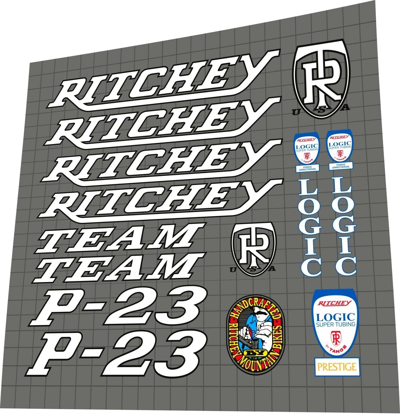 RITCHEY P-23 (1991) Team Frame Decal Set - Bike Decal Replace