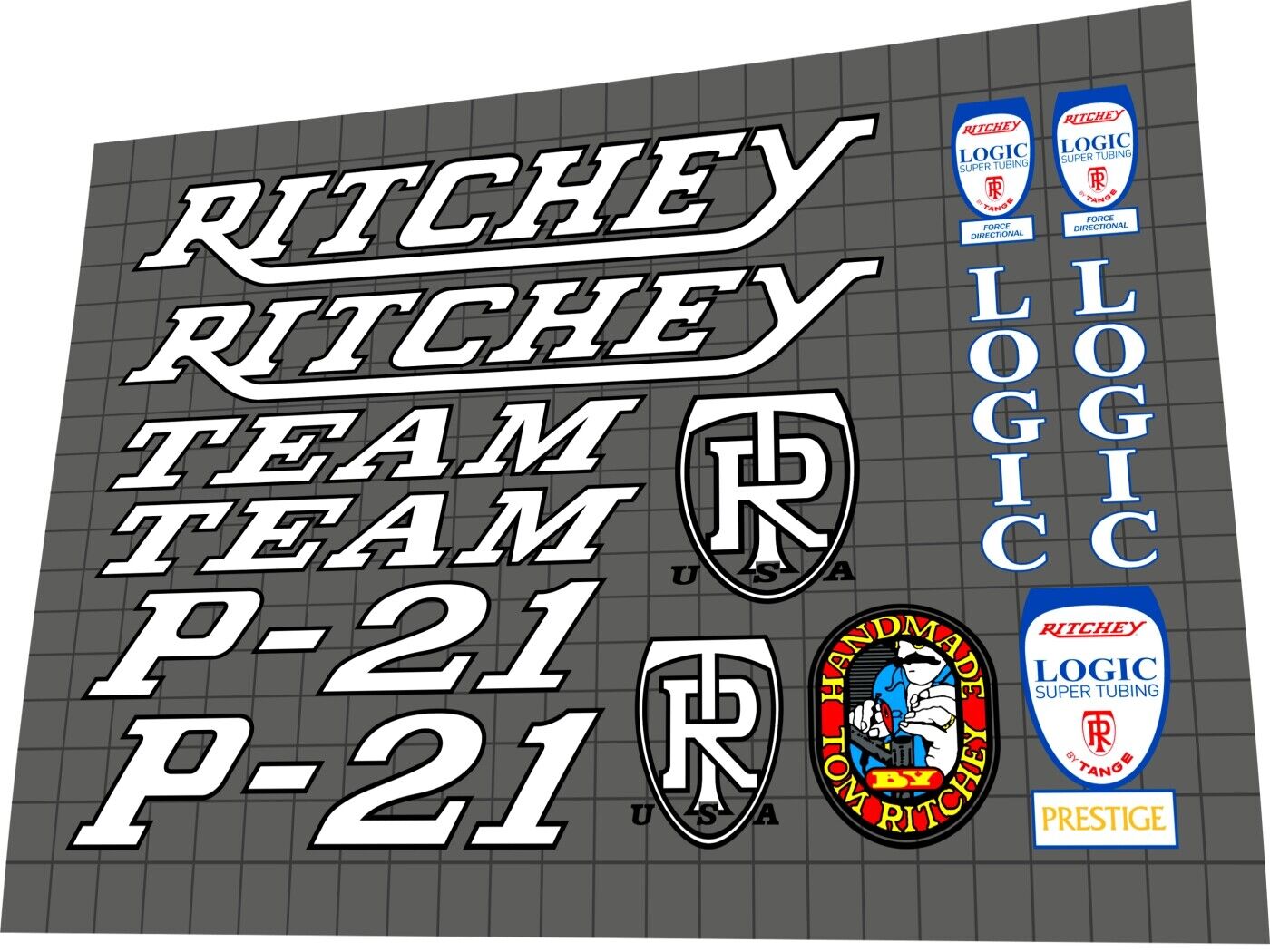 RITCHEY P-21 (1991) Team Frame Decal Set - Bike Decal Replace