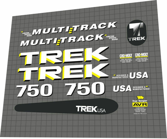TREK 750 (1991) MultiTrack Frame Decal Set - Bike Decal Replace
