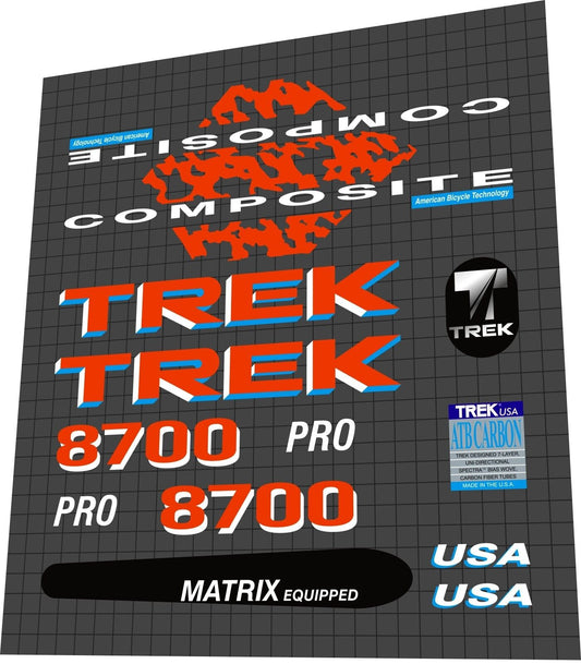 TREK 8700 Pro (1991) Composite Frame Decal Set - Bike Decal Replace