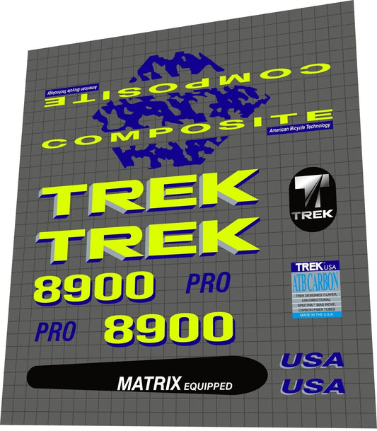 TREK 8900 Pro (1991) Composite Frame Decal Set - Bike Decal Replace