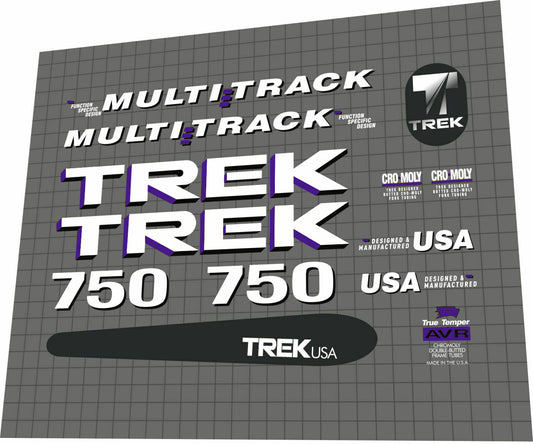 TREK 750 Multitrack (1991) Frame Decal Set