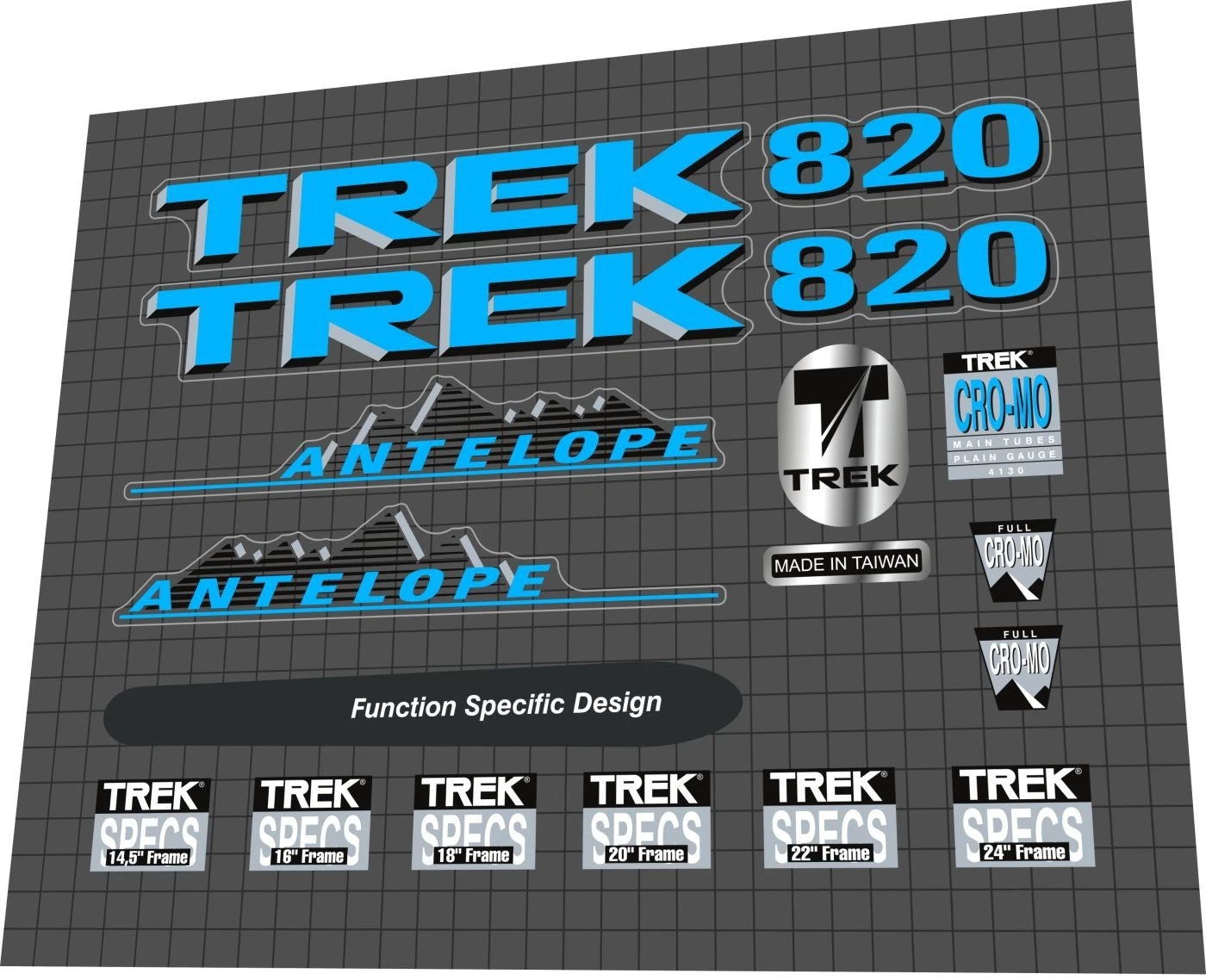 Trek 820 Antelope bicycle decals from 1991