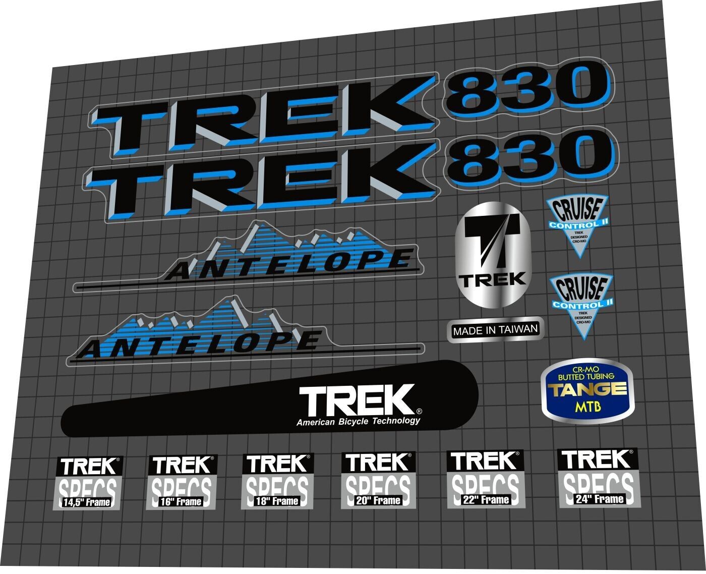 TREK 830 (1991-1992) Antelope Frame Decal Set - Bike Decal Replace