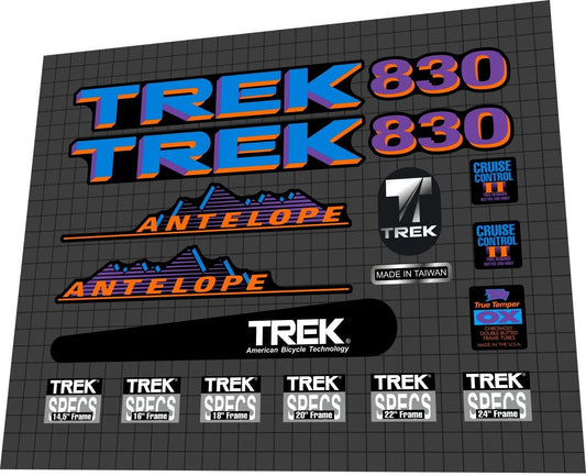 TREK 830 (1991-1992) Antelope Frame Decal Set - Bike Decal Replace