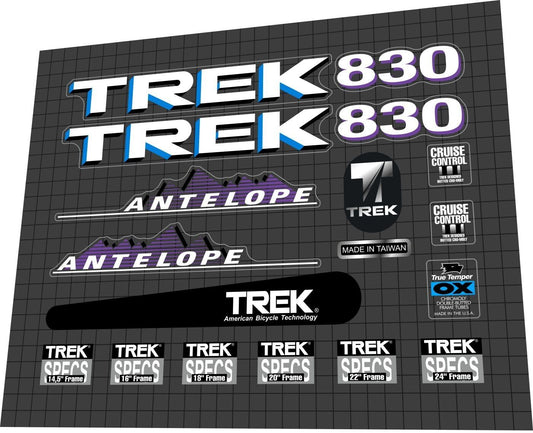 TREK 830 (1991-1992) Antelope Frame Decal Set - Bike Decal Replace