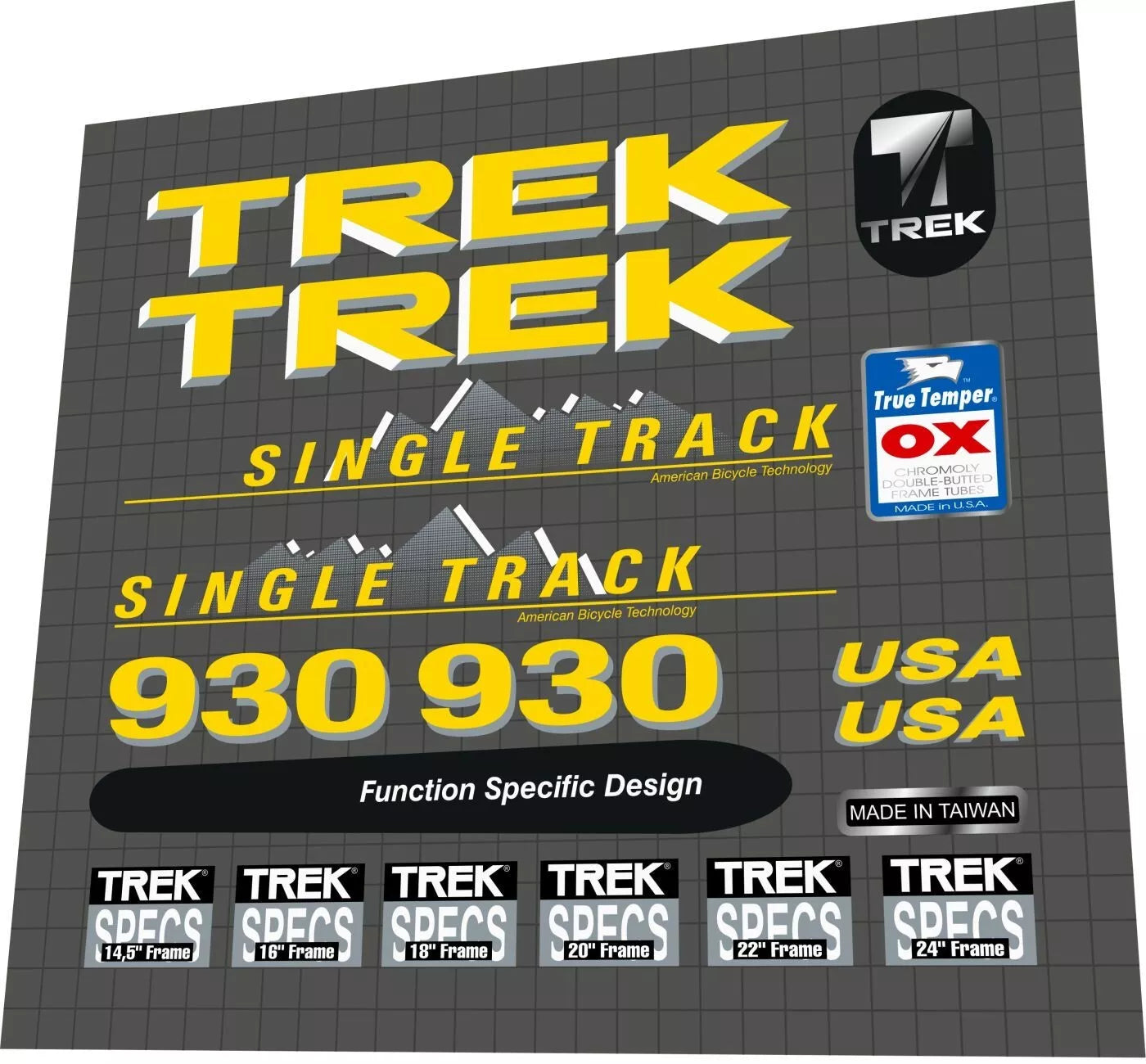 TREK 930 (1991) SingleTrack Frame Decal Set
