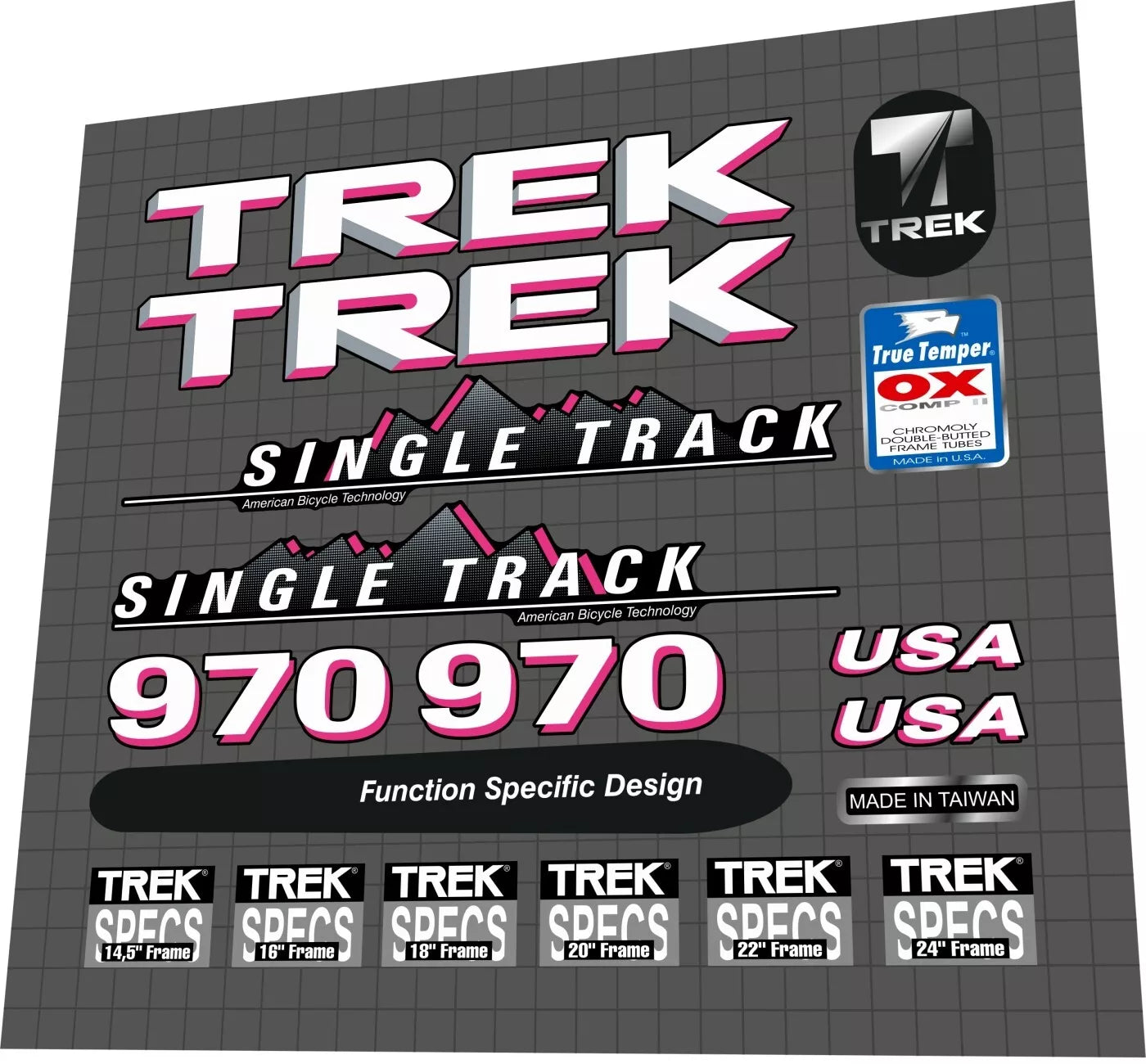 TREK 970 (1991) SingleTrack Frame Decal Set - Bike Decal Replace