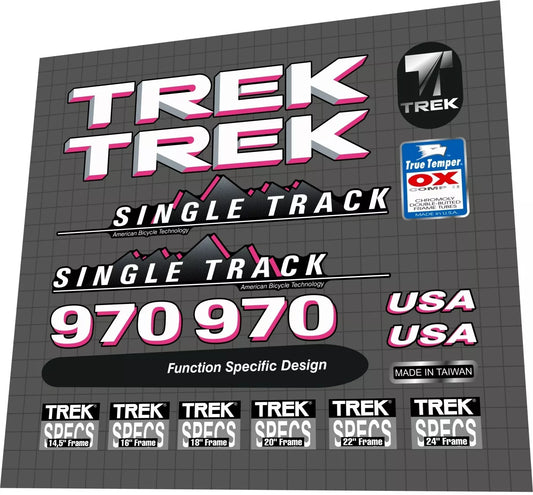 TREK 970 (1991) SingleTrack Frame Decal Set - Bike Decal Replace