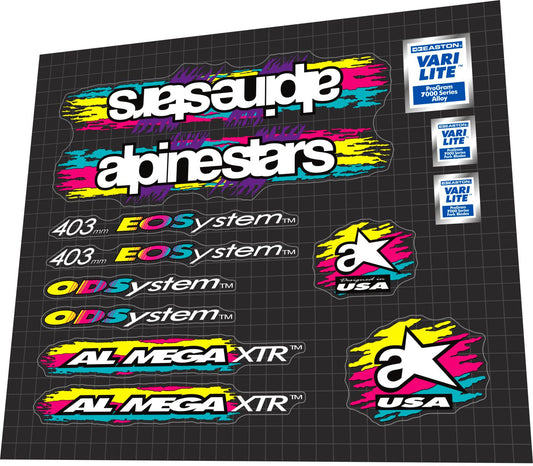 ALPINESTARS Al-Mega (1992) XTR Frame Decal Set - Bike Decal Replace