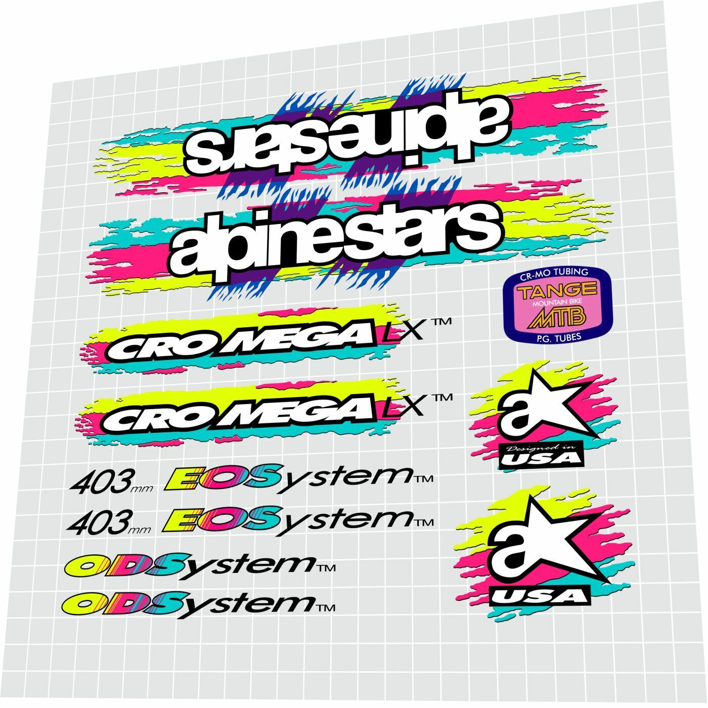ALPINESTARS Cro-Mega (1992) LX Frame Decal Set - Bike Decal Replace