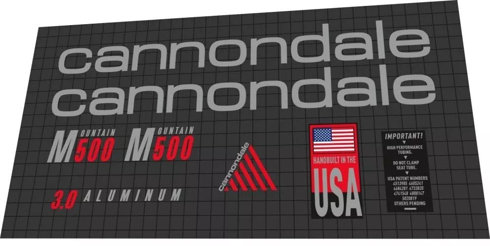 CANNONDALE M500 (1992) Frame Decal Set - Bike Decal Replace