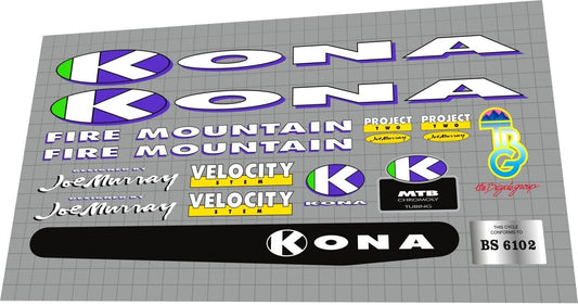 KONA Fire Mountain (1992) Frame Decal Set - Bike Decal Replace