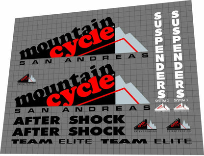 MOUNTAIN CYCLE San Andreas (1992) Team Elite Frame Decal Set - Bike Decal Replace
