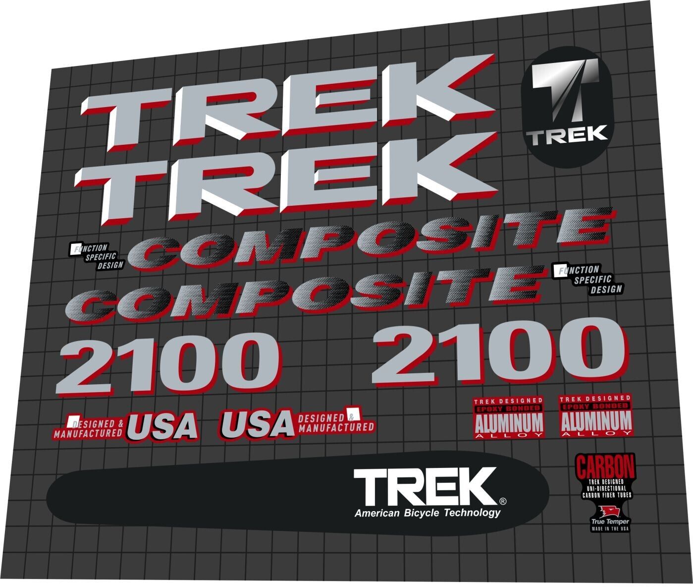 TREK 2100 (1992) Composite Frame Decal Set - Bike Decal Replace