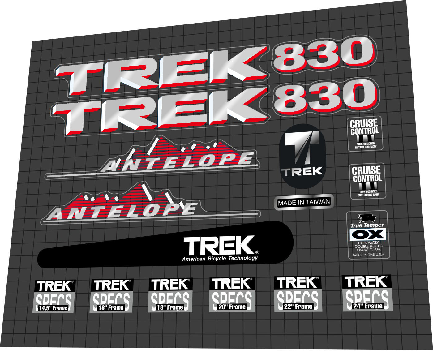 TREK 830 (1992) Antelope Frame Decal Set