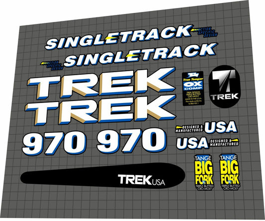 TREK 970 (1992) SingleTrack Frame Decal Set - Bike Decal Replace