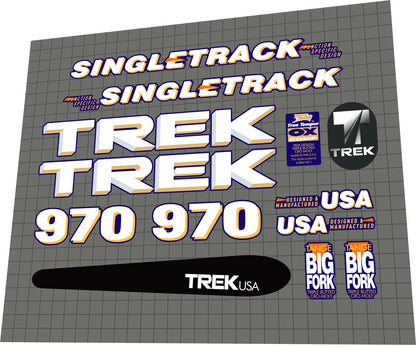 TREK 970 (1992) SingleTrack Frame Decal Set - Bike Decal Replace