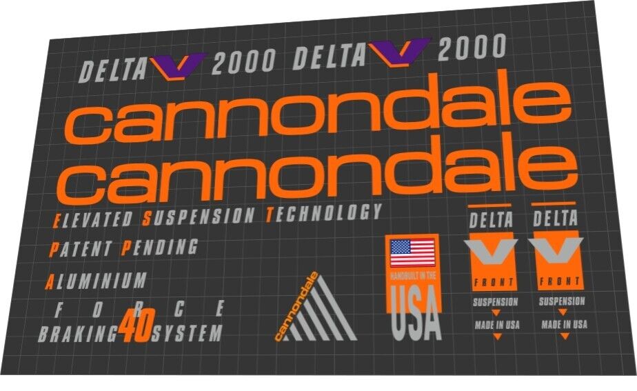 CANNONDALE Delta V2000 (1992) Frame Decal Set - Bike Decal Replace