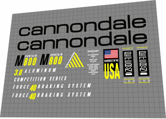 CANNONDALE M800 (1992) Frame Decal Set - Bike Decal Replace