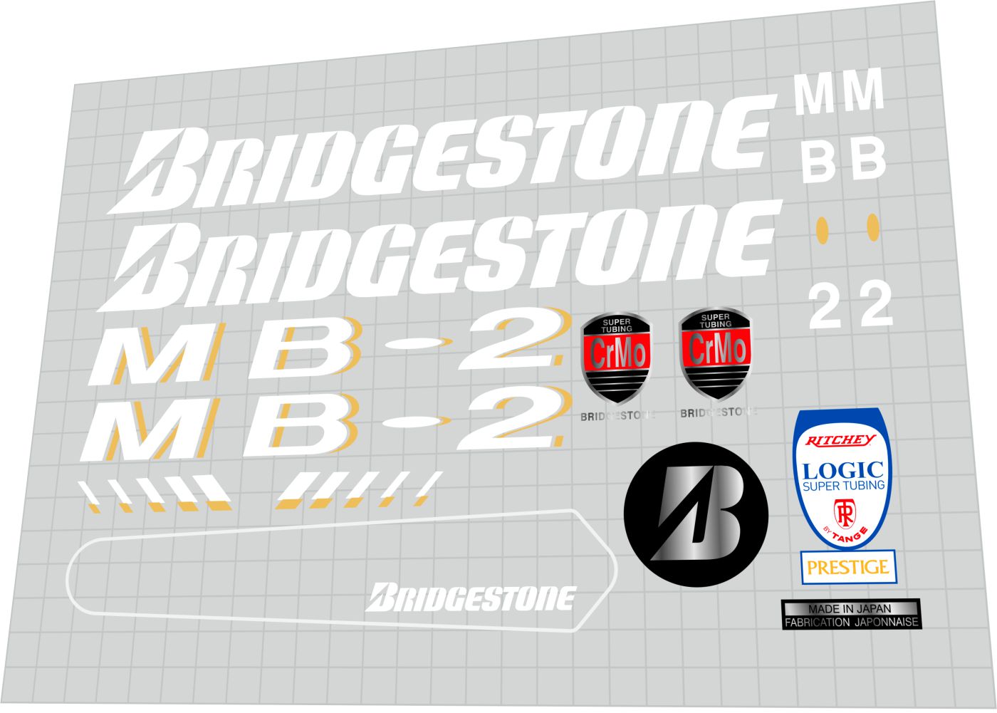 BRIDGESTONE MB-2 (1993) Frame Decal Set