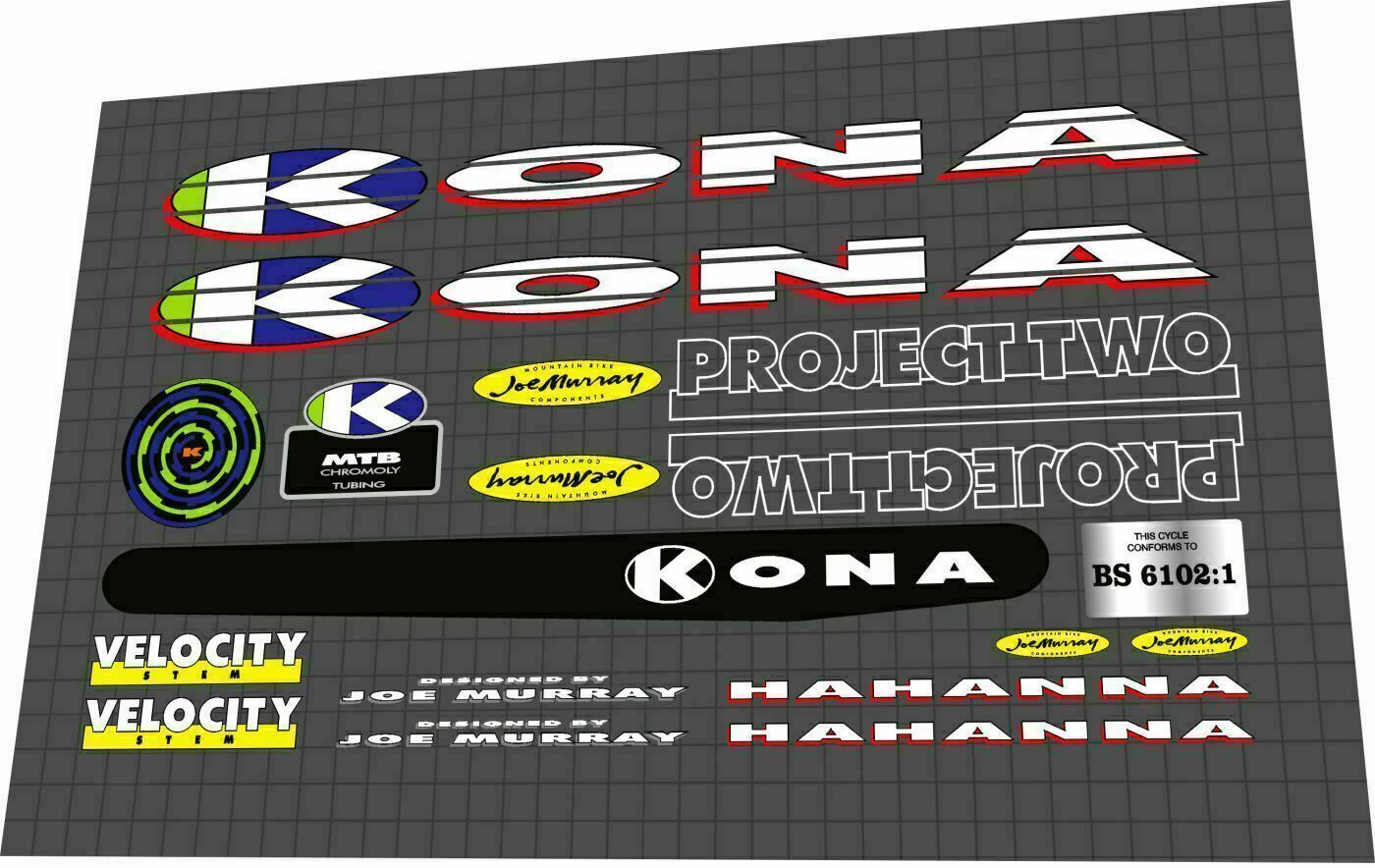 KONA Hahanna (1993) Frame Decal Set - Bike Decal Replace