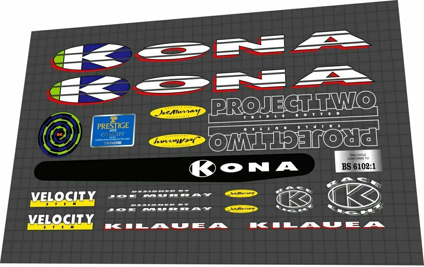 KONA Kilauea (1993) Frame Decal Set - Bike Decal Replace