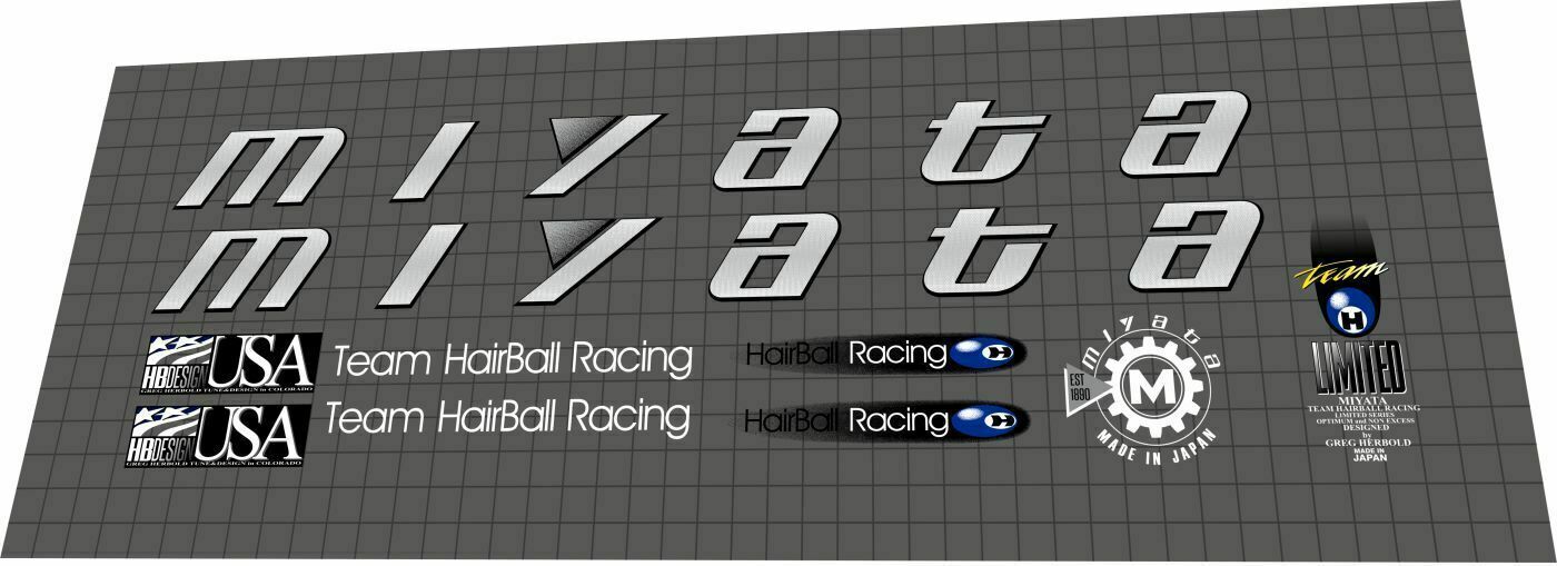 MIYATA Elevation (1993) Team Hairball Racing Frame Decal Set - Bike Decal Replace